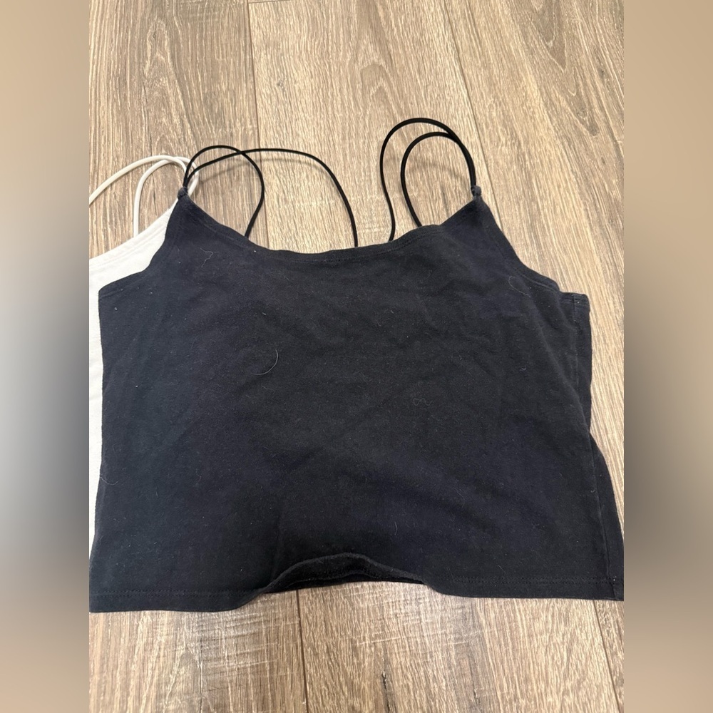 Abercrombie & Fitch Women’s Black And White Cropped Tank Set Of 2 Size M - Picture 2 of 6